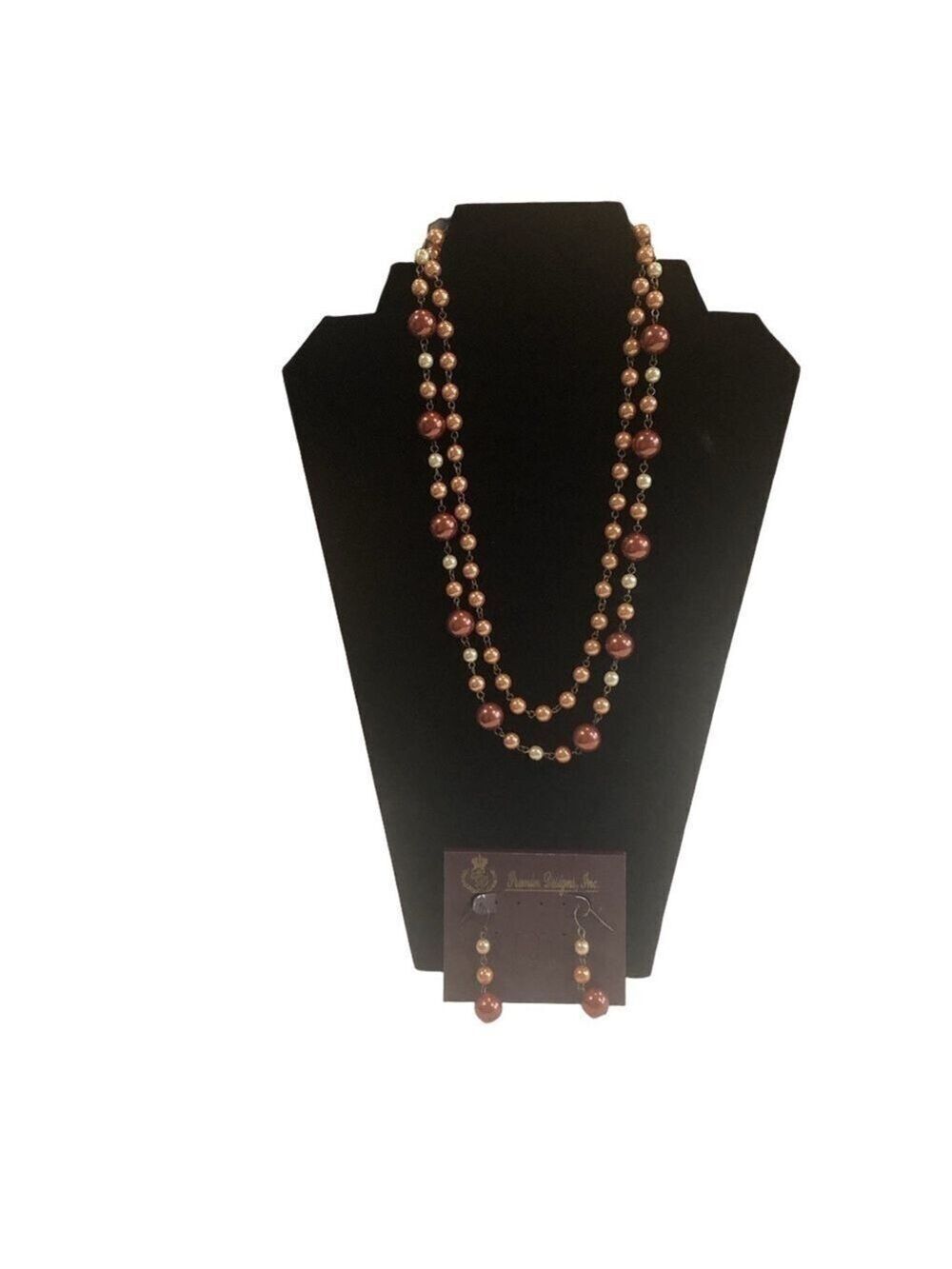 Premier Designs Integrity faux Pearl 2 strand necklace and matching earrings NWT